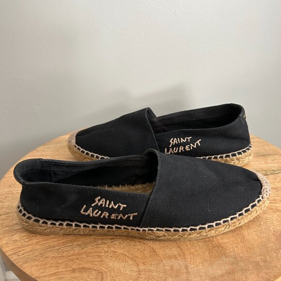SAINT LAURENT Canvas Signature Espadrilles Jute Leather Flats EU 39.5 - Picture 3 of 7